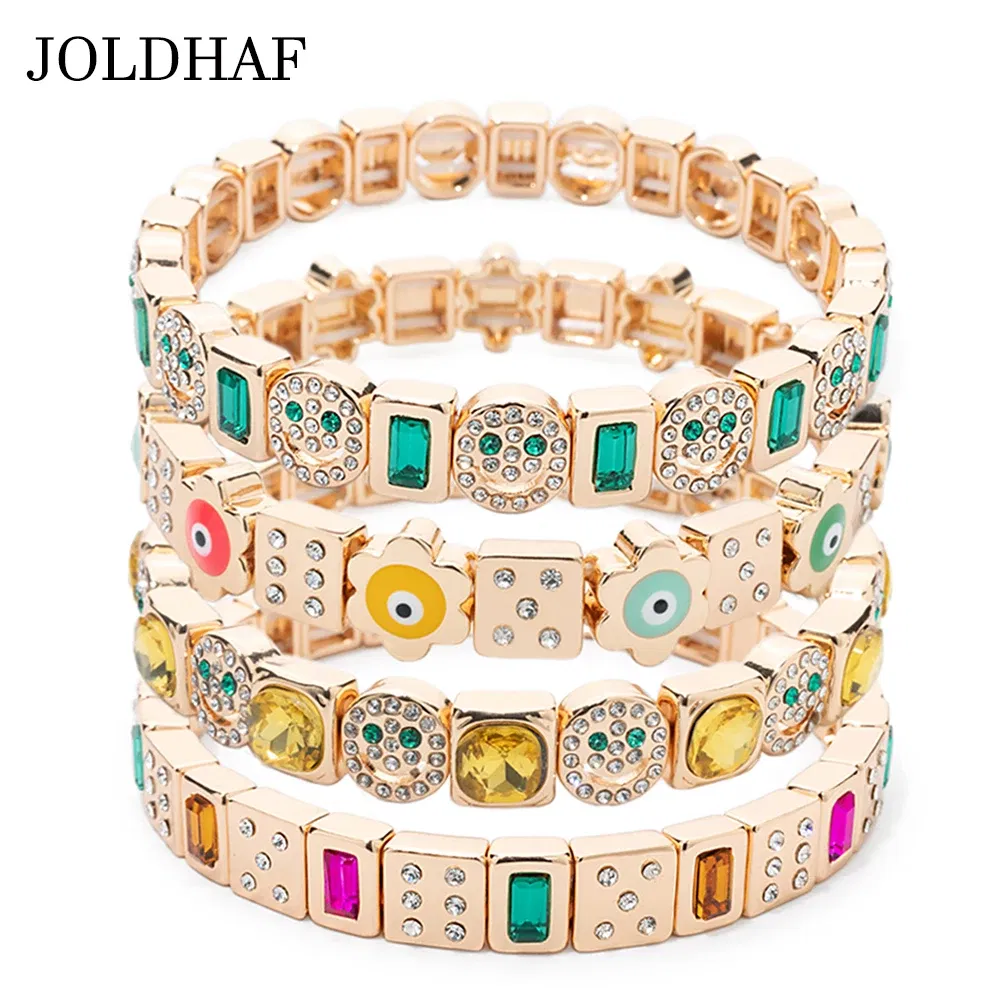 Metal Color: MULTI, Ships From: CHINA, Diameter: 50-52mm - 2024 New Rhinestone Happy Bangle For Women Diamond Hand Accessory