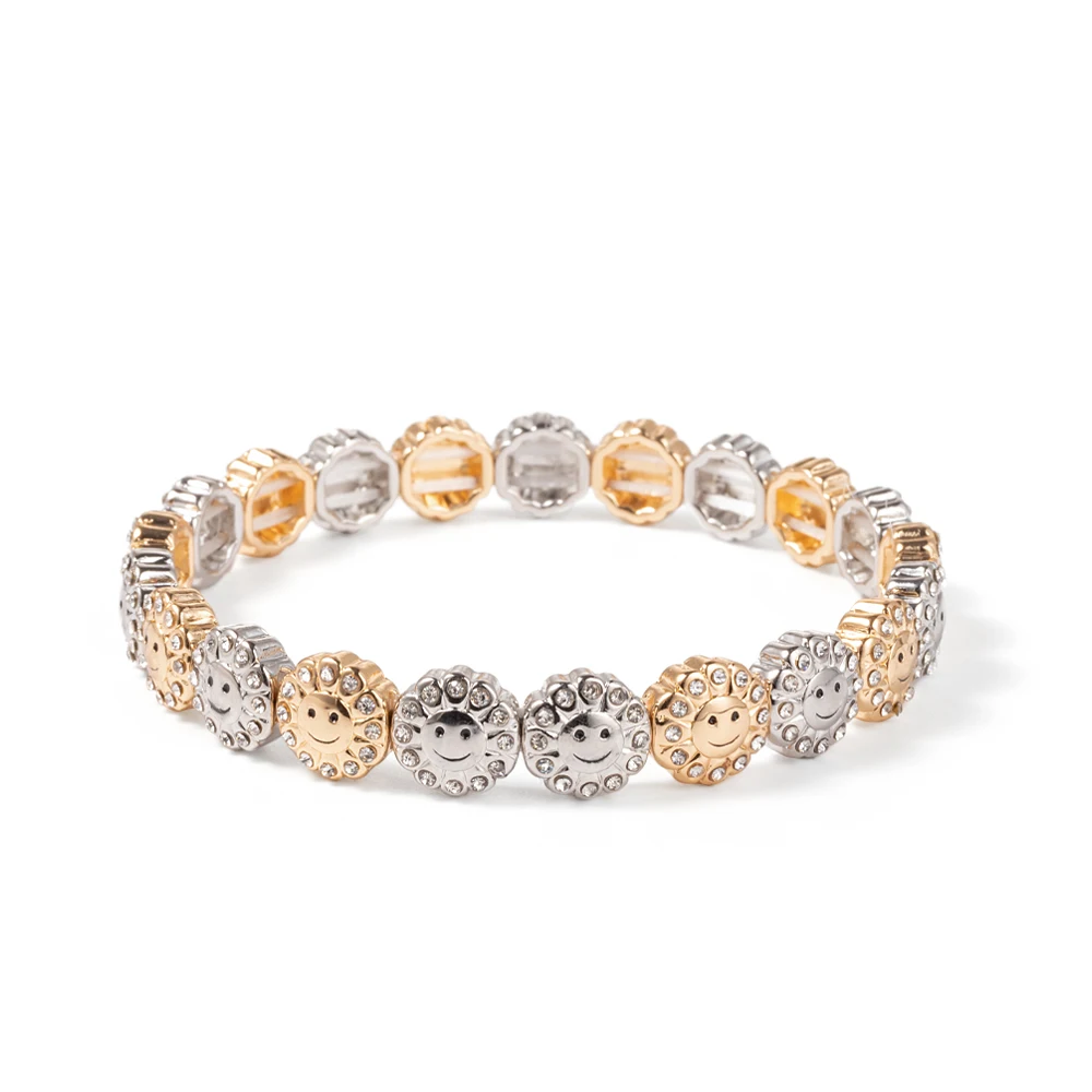 Metal Color: MULTI, Ships From: CHINA, Diameter: 50-52mm - 2024 New Rhinestone Happy Bangle For Women Diamond Hand Accessory