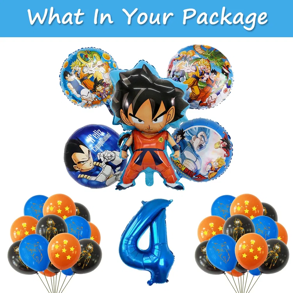 Color: WHITE, Ships From: CHINA - Goku Dragon Ball Z Kids Birthday Party Gift Decoration Boy Tableware Party Supplies Plate Cup Tablecloth Foil Balloon CakeTopper