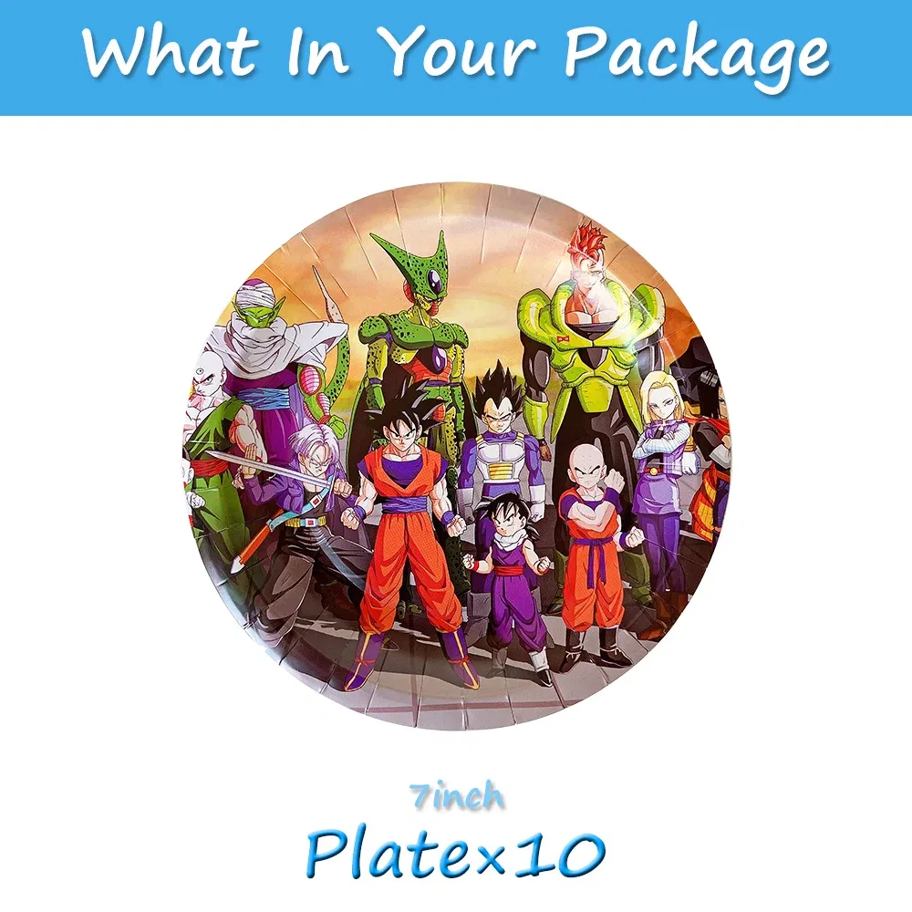 Color: WHITE, Ships From: CHINA - Goku Dragon Ball Z Kids Birthday Party Gift Decoration Boy Tableware Party Supplies Plate Cup Tablecloth Foil Balloon CakeTopper