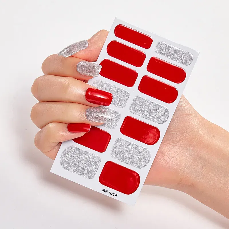 Color: BROWN RED - Nail Polish Stickers Nail Wraps DIY Self Adhesive Nail Sticker Nail Accesoires Designer Nail Decals Full Cover Nail Stickers