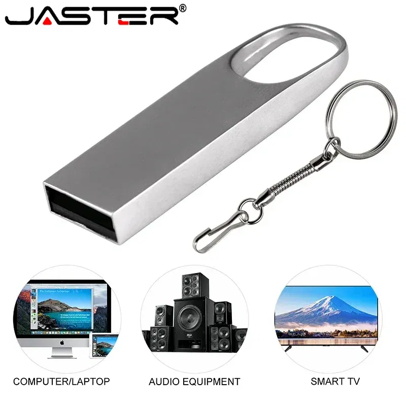 Capacity: 64GB, Color: Silver - JASTER Metal USB Flash Drives 64GB Real Capacity Memory Stick Black Pen Drive 32GB Creative Business Gift Silver Storage U Disk