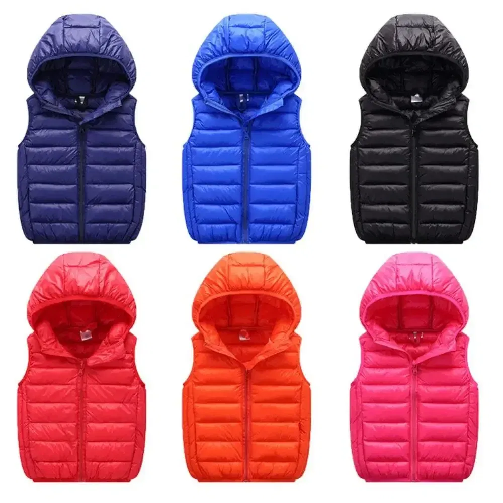 Color: Blue, Kid Size: 6T - Fall Solid Waistcoat Children Outerwear Winter Coats Kids Clothes Warm Boys and Girls Hooded Vest for Age 2-12 Years Old