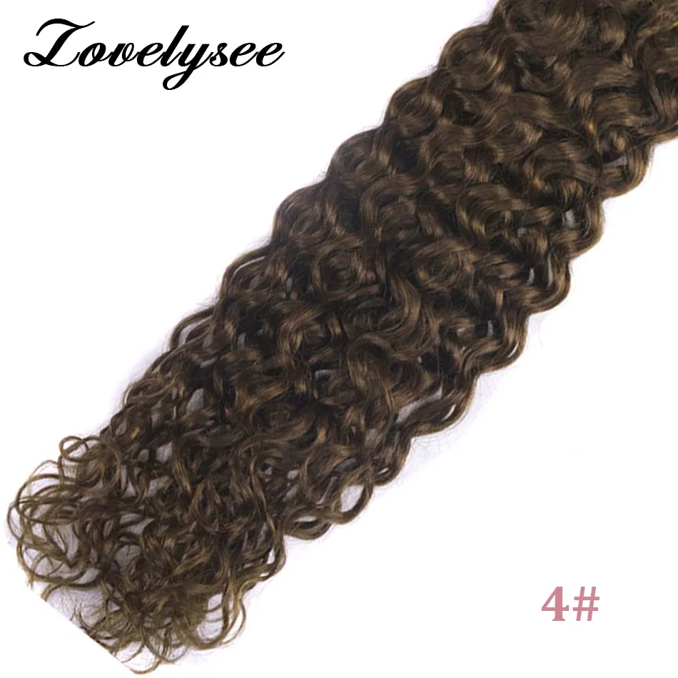 Color: #4, Length: 26 inches, Items per Package: 20 pcs - Water Wave Tape in Human Hair Extensions 2g/pcs Dark Brown Real Human Hair Adhesive Invisible Keratin Hair Extensions for Women