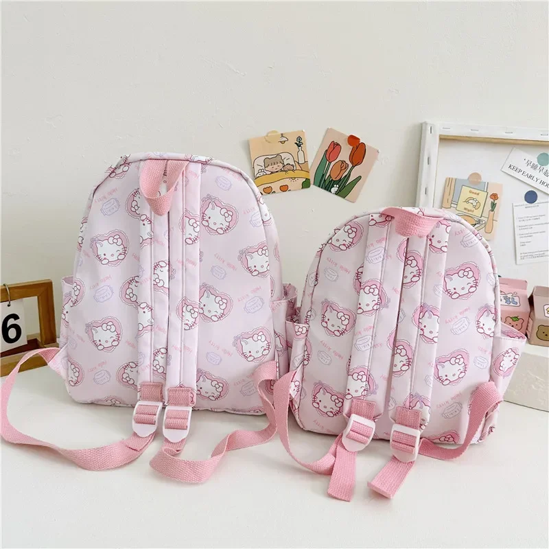Color: black, Size: 16 inches - 2025 Anime Cartoon Kuromi Melody Cinnamoroll Backpack Boys Girls Cartoon Hello Kitty Kawaii Canvas Fashion Children's Schoolbag
