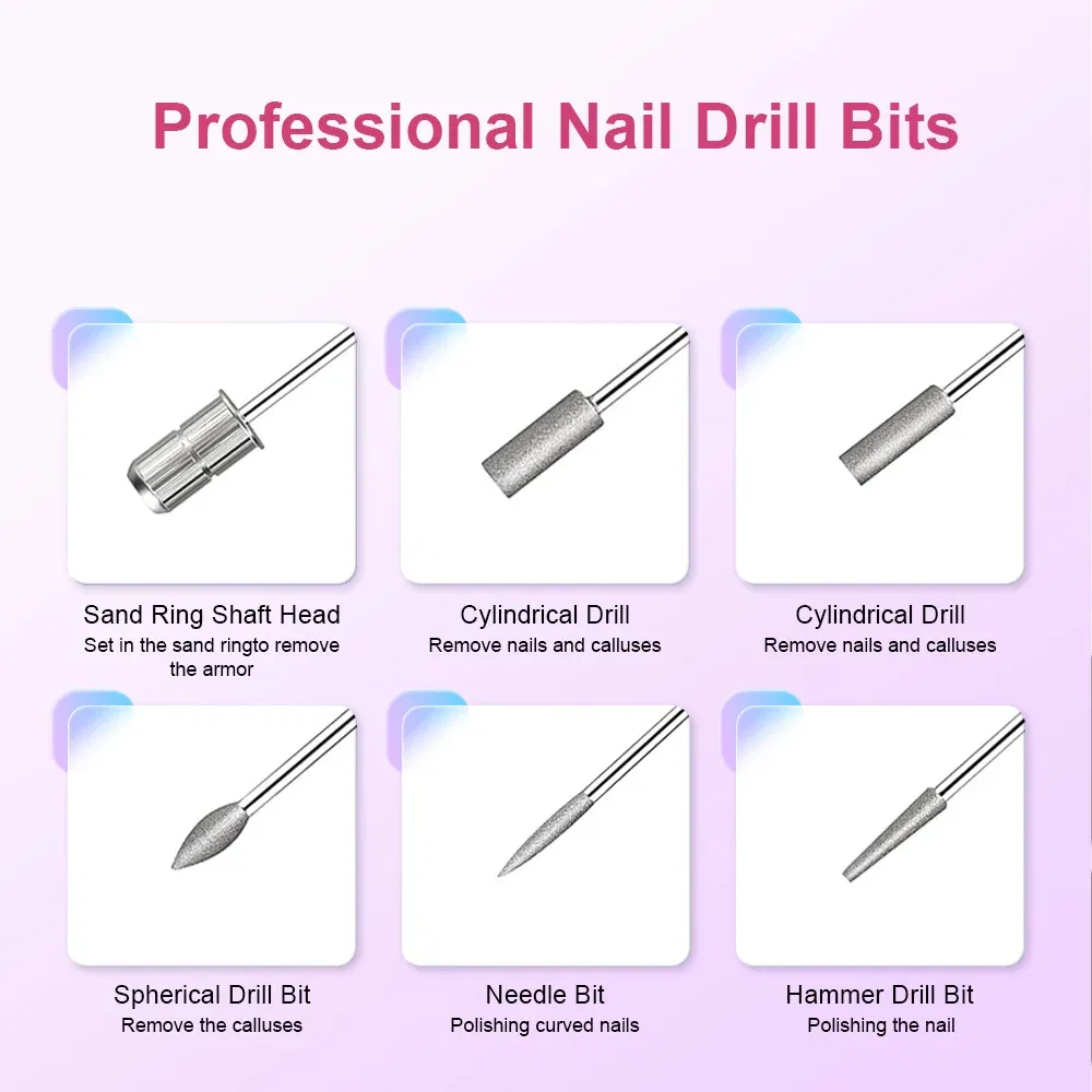 Color: Dark Khaki - LULAA Portable Electric Nail Drill Machine Manicure Milling Cutter Set Nail Files Drill Bits Gel Polish Remover Tools