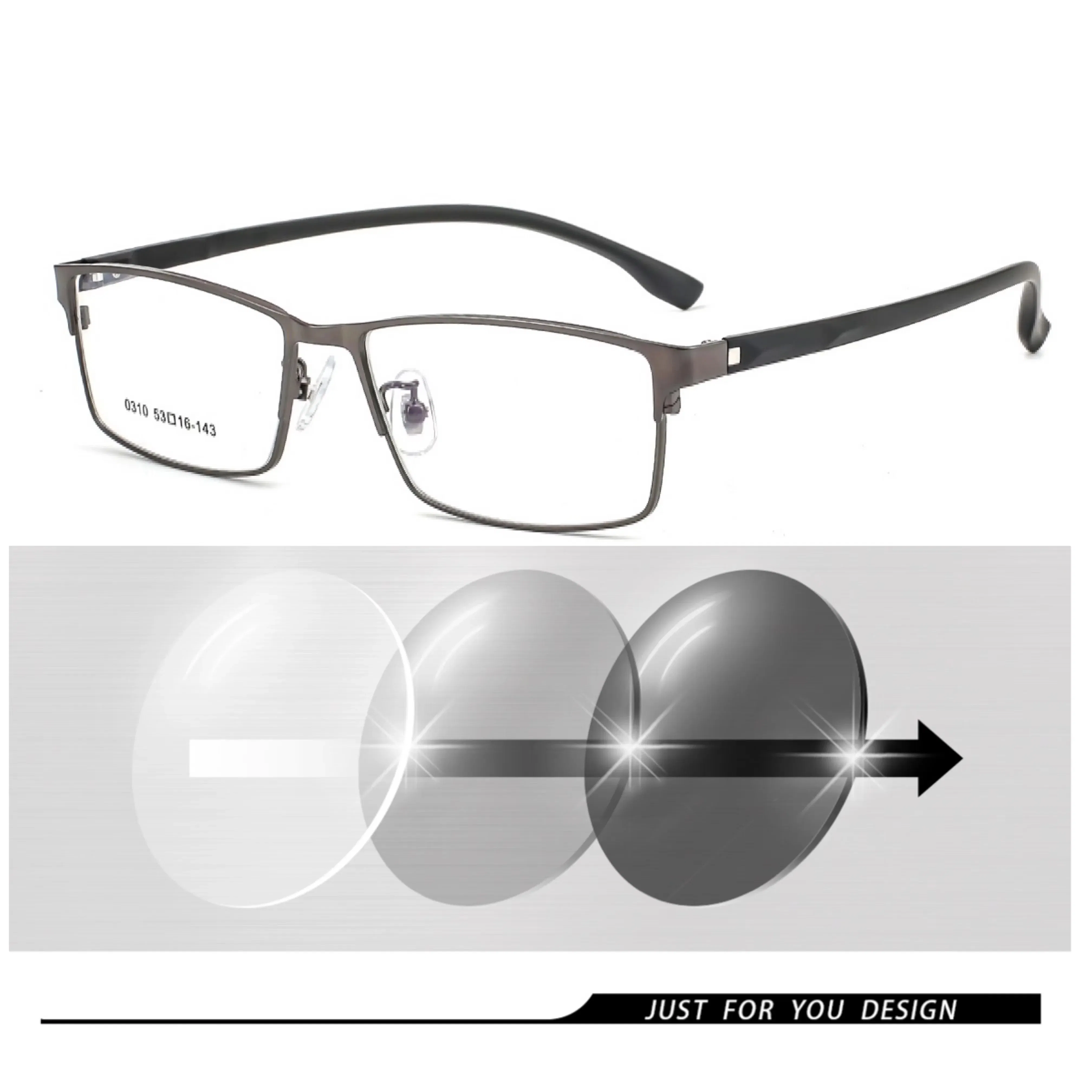 Frame Color: Blue, Ships From: CHINA, Eye Prescription: +50 - New Finished Myopia Sun Photochromic Glasses Fashion Chameleon Gray Lens Metal Legs With Degrees Sunglasses -1 -1.5 -2.0 -2.5 -3
