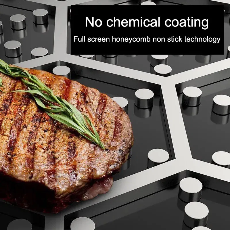 Sheet Size: 26cm-35cm, Color: Red - Whole Body Tri-Ply Stainless Steel Frying Pan 316 Stainless Steel Wok Pan Double-sided Honeycomb Skillet Suitable for All Stove