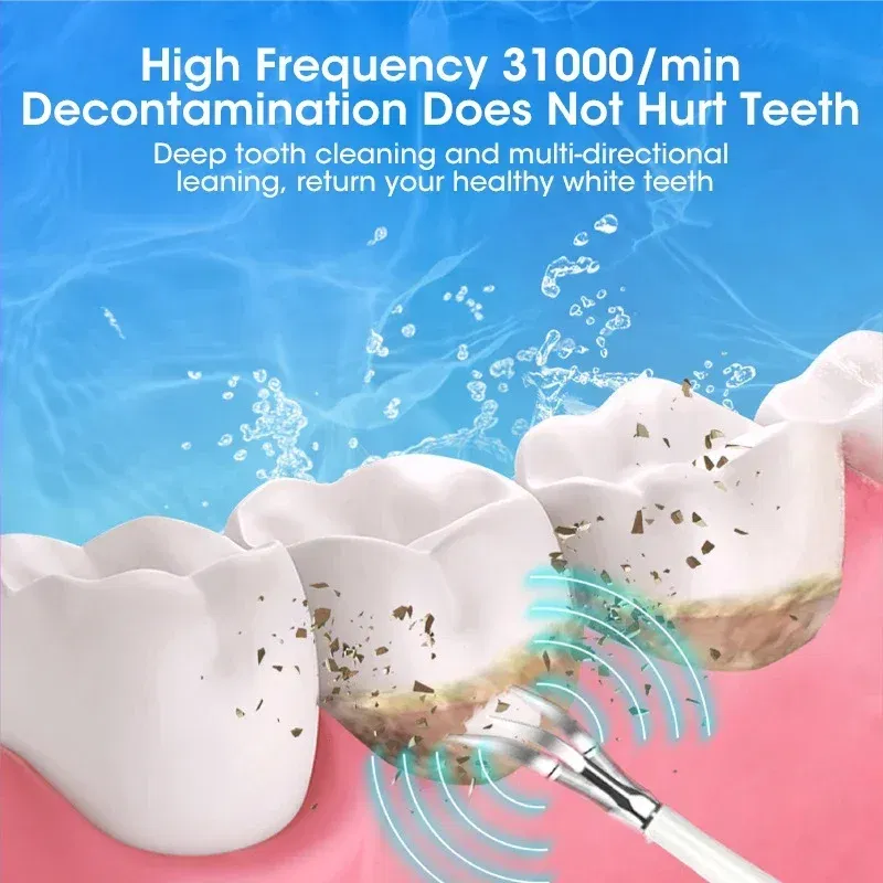 Color: Beige - Electric Toothbrush Sonic Dental Teeth Whitening Kit Tooth Whitener Calculus Tartar Remover Tools Cleaner Stain Oral Care