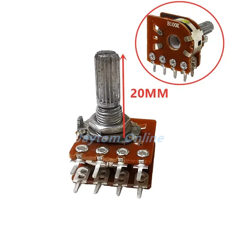 Color: Blue - 1PC WH-148 Audio Volume Potentiometer Switch Dual 8-pin With Center Tap B50K B100K 25mm