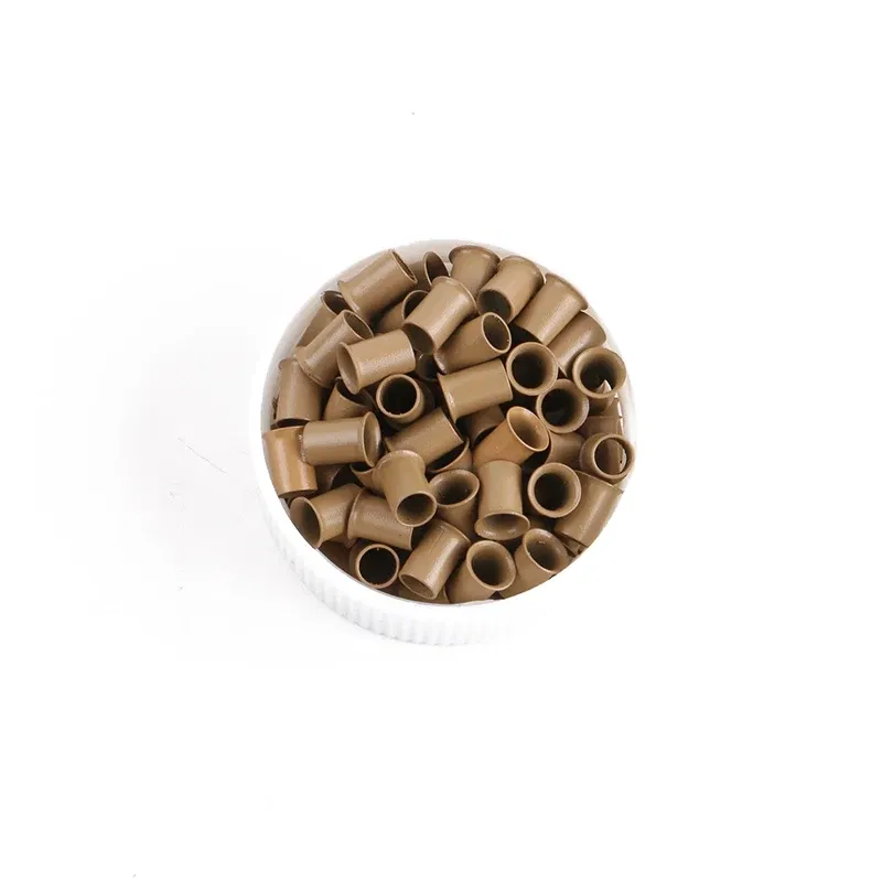Color: green - 10000pcs/bag 4.0*3.6*6.0mm Copper Flared Flaring Micro Rings Tube Euro Locks for feather human hair extensions tools accessories