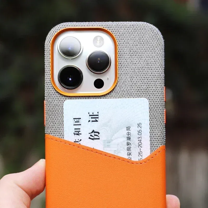 Color: Clear, Material: Plastic - Card Holder MagSafe Leather Phone Case For iPhone 14 16 Pro Max 13 15 Pro 12 Pocket Wireless Charging Alloy Lens Hit Color Cover