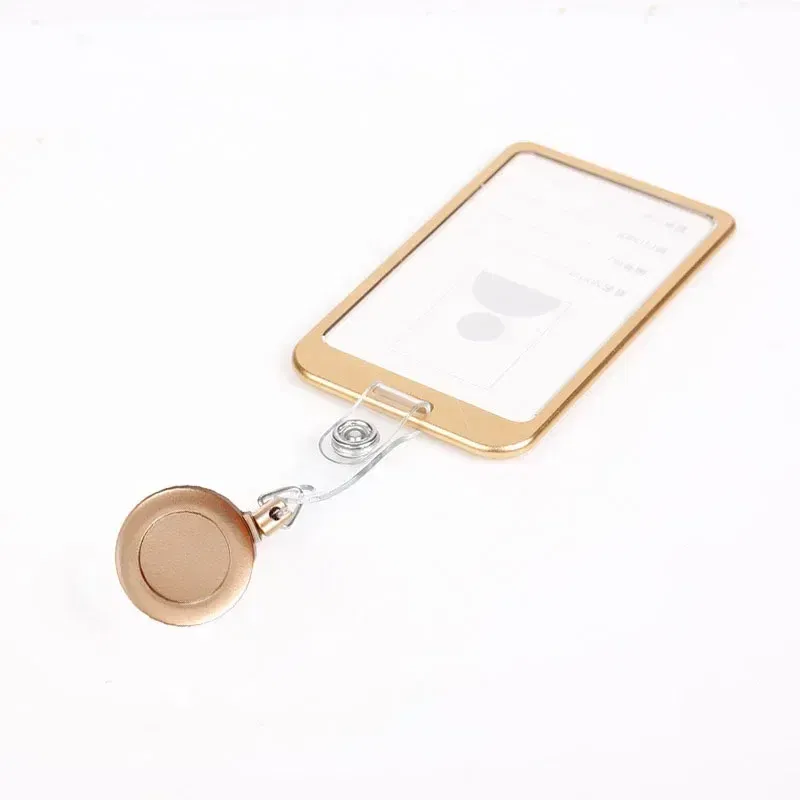 Color: Light Black - Aluminum Alloy Card Cover Case Women Men Work Name Bank ID Card Holders Business Badge Case Credit Card Badge Case Bag Pouch