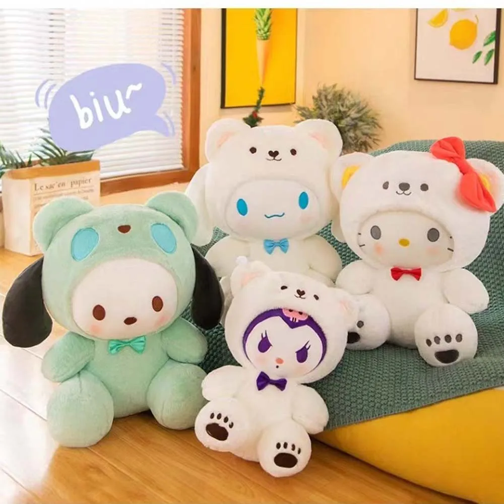 Color: DeepPink, Height: 11cm-30cm - kawaii Sanrio Plushies Toy Hello Kitty Cinnamonroll Pochacco Kuromi Plush Doll Cos Bear Cute Toys Children Birthday Gifts