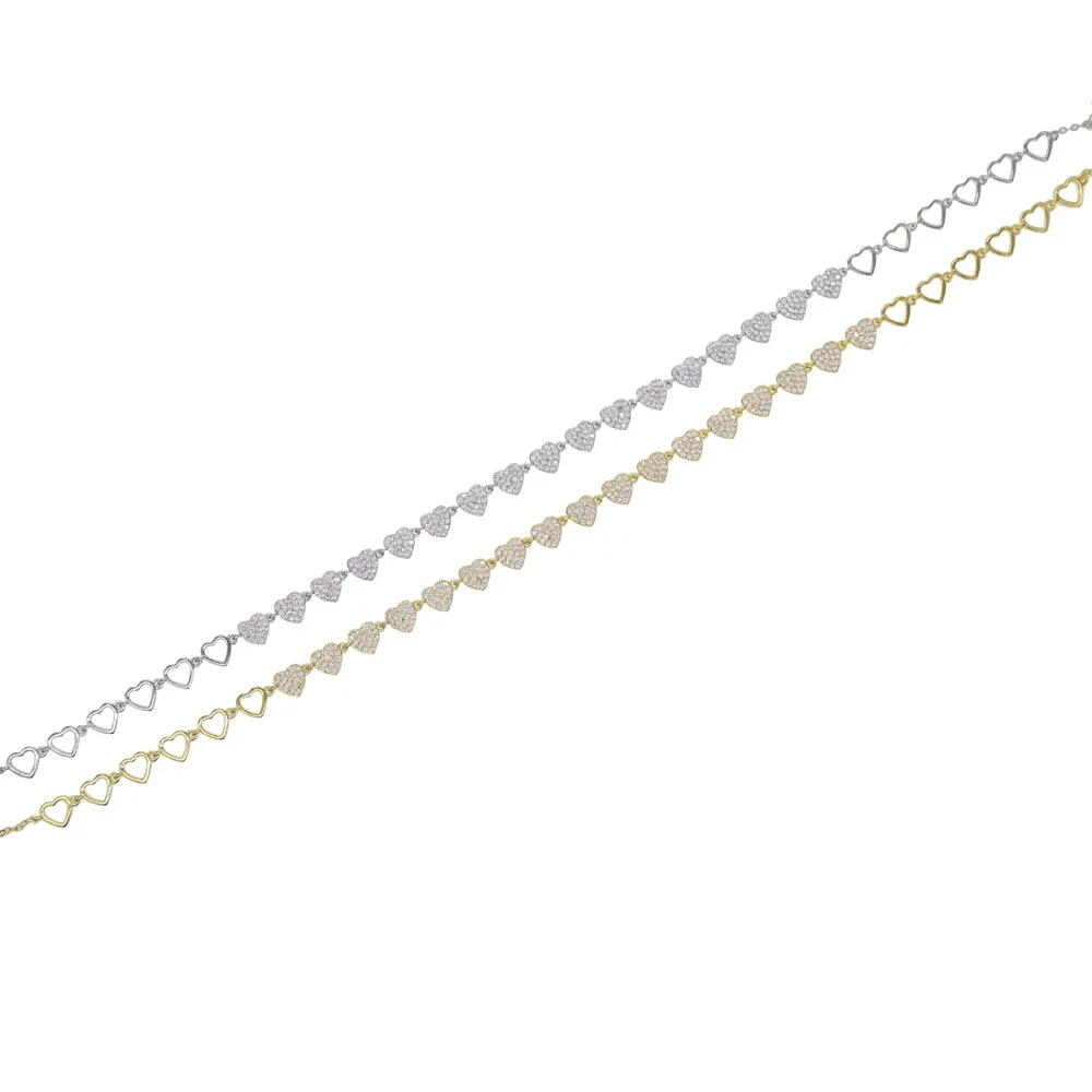 Copper Gold Silver Color Necklace Chain Heart Link Choker Necklaces for Women Short Colliers 45cm