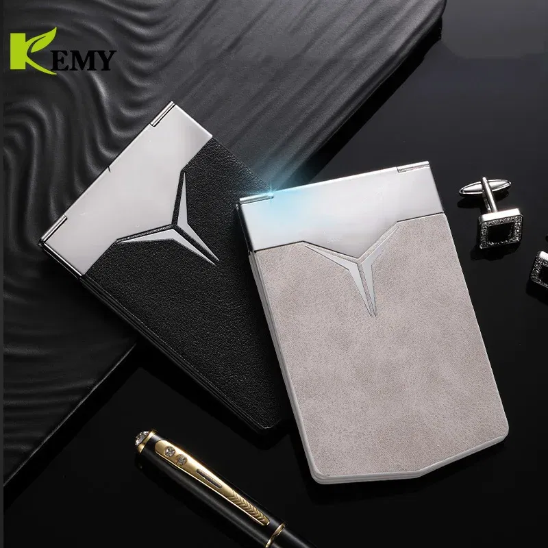 Color: Coffee - Fashion Aluminum Antimagnetic Card Holder Women Men Metal Cowhide Rfid Credit Card Business Card Holders Organizer Purse Wallet