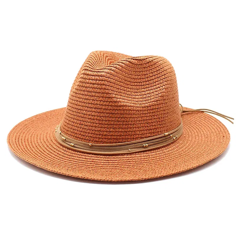 Color: MULTI, Size: M - Big Size 60CM New Straw Hat 7cm Brim Summer Cooling Beach Sun Hat Outdoor Party Panama Jazz Hat Sombreros De Mujer