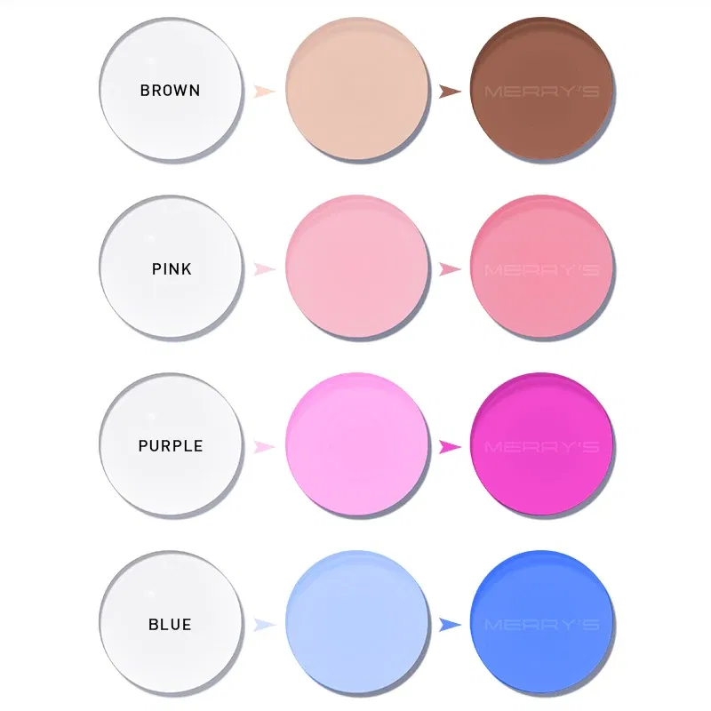 Lenses Color: Orange, Lens Index: 1.56 - MERRYS Photochromic Gray Green Brown Pink Purple Blue Series 1.56 1.61 1.67 Prescription Glasses Lenses For Myopia Hyperopia