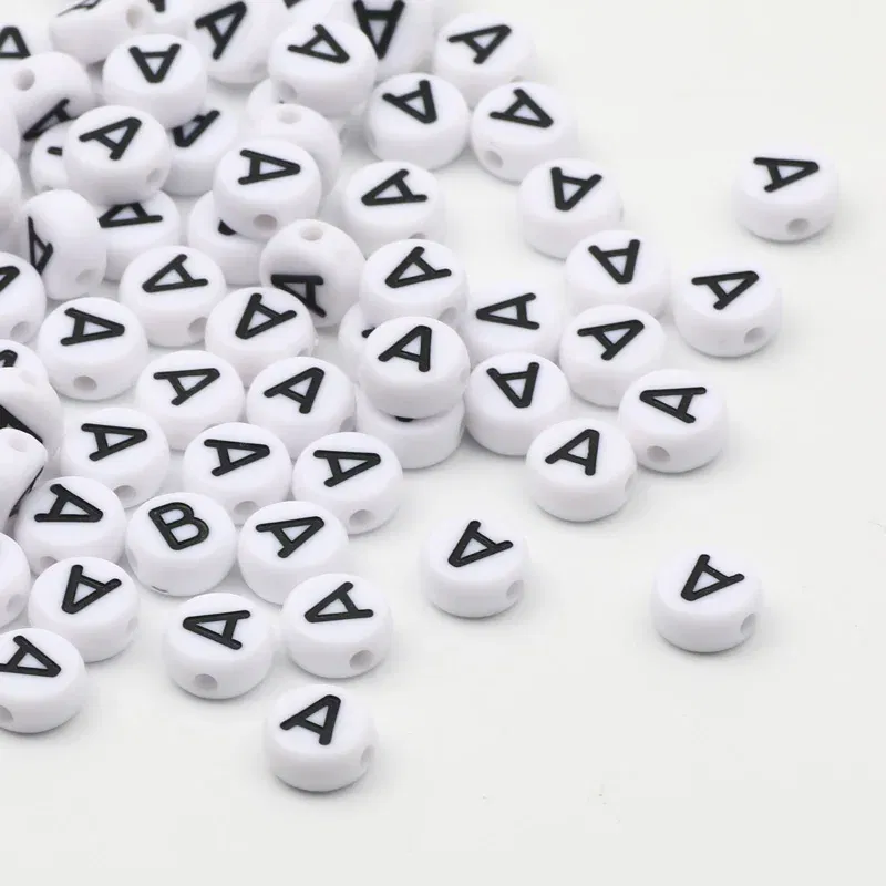 Color: multi, Item Diameter: 2mm - 50/100pcs/lot 7x4mm White Round A-Z Alphabet Letter Acrylic Loose Spacer Beads for Jewelry Making Diy Bracelet Accessories