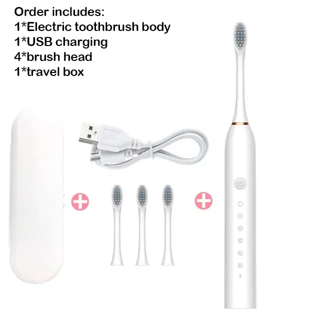 Color: Yellow - Toothink Electric Toothbrush Smart Timing Tooth Brush Rechargeable Teeth Clean Whitening Sonic Toothbrush With Replacement Head