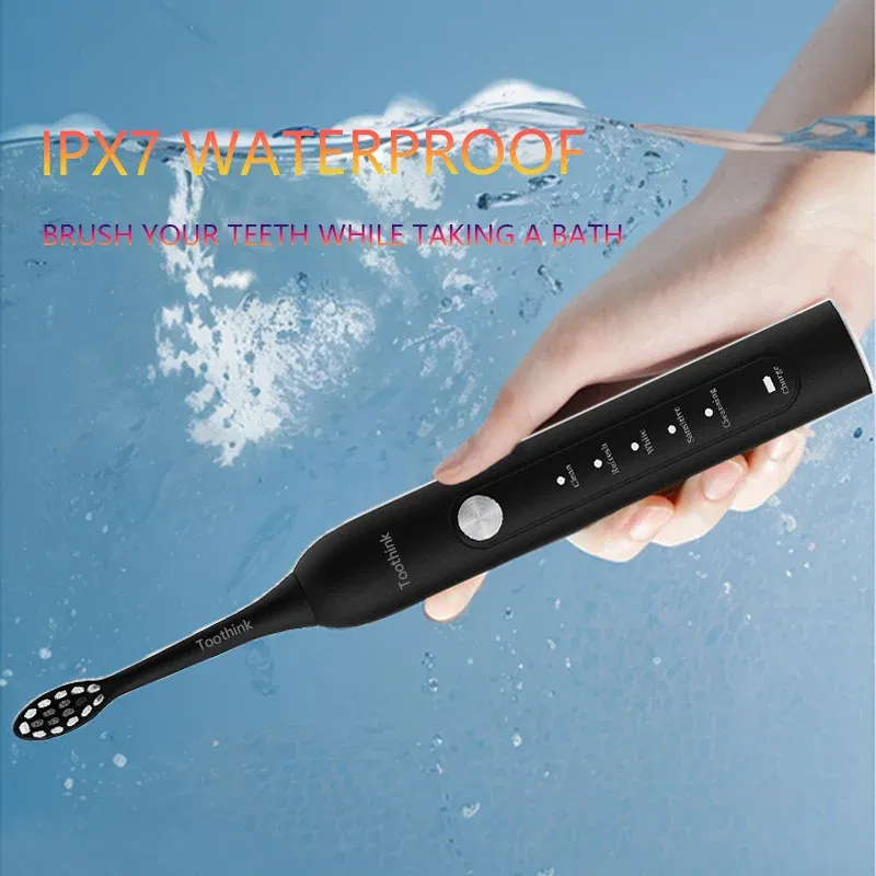 Color: Yellow - Toothink Electric Toothbrush Smart Timing Tooth Brush Rechargeable Teeth Clean Whitening Sonic Toothbrush With Replacement Head