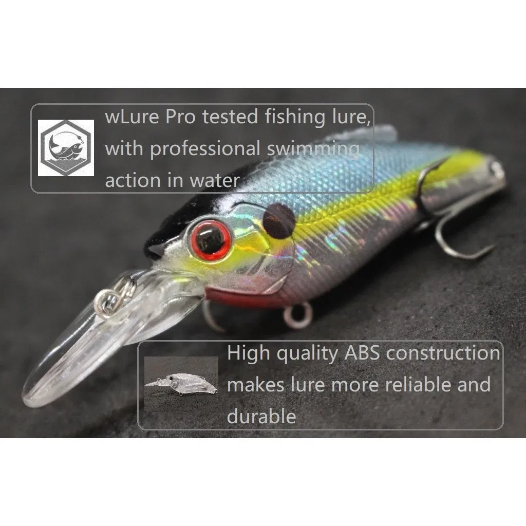Color: Misty Gray - wLure Fishing Lure Wobbler 9.4g 7cm Loud Rattling Weight Transfer to Make Longer Casting 2 #6 Treble Hooks ABS Construction C647