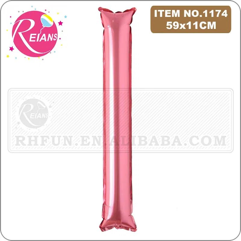 Color: Olive, Shape: X - 2pcs/lot Inflatable Balloon Stick Clapper Cheer leading Cheering Party Noise Make Aluminum foil multicolor inflatable Balloon