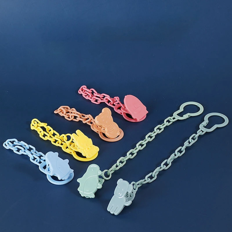 Color: Green - Baby Pacifiers Chain Cartoon Animal Nipple Clips Kids Infant Pacifier Safety Clamp Hanging Leashes Soother Teether Clip Chain