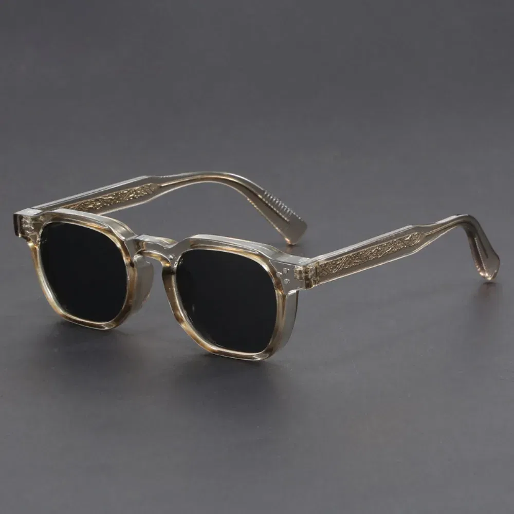 Lenses Color: GRAY - Boho Retro Polarized Sunglasses for Men Frame Polygonal Women's Sunglasses Outdoor High Quality Travel Glasses