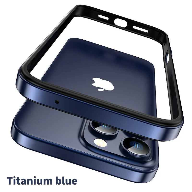 Color: Beige, Material: ABS - Titanium Metal Frame Bumper Shockproof Case for IPhone 16 15 Pro Max Plus 5G for Apple Solid Colour Protection Phone Cover