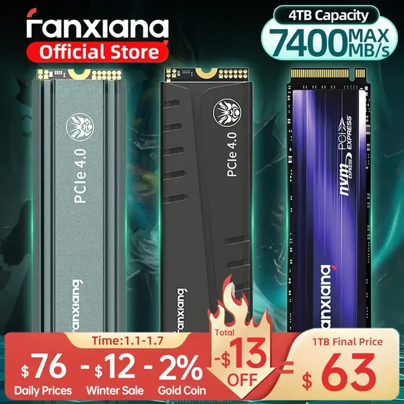 Color: Gold, Ships From: CHINA - 2025 Fanxiang S660/S770/S880 SSD NVMe M2 PCIe4.0x4 1TB 2TB 4TB Internal Solid State Drive For PlayStation5/PS5 Desktop SSD Hard
