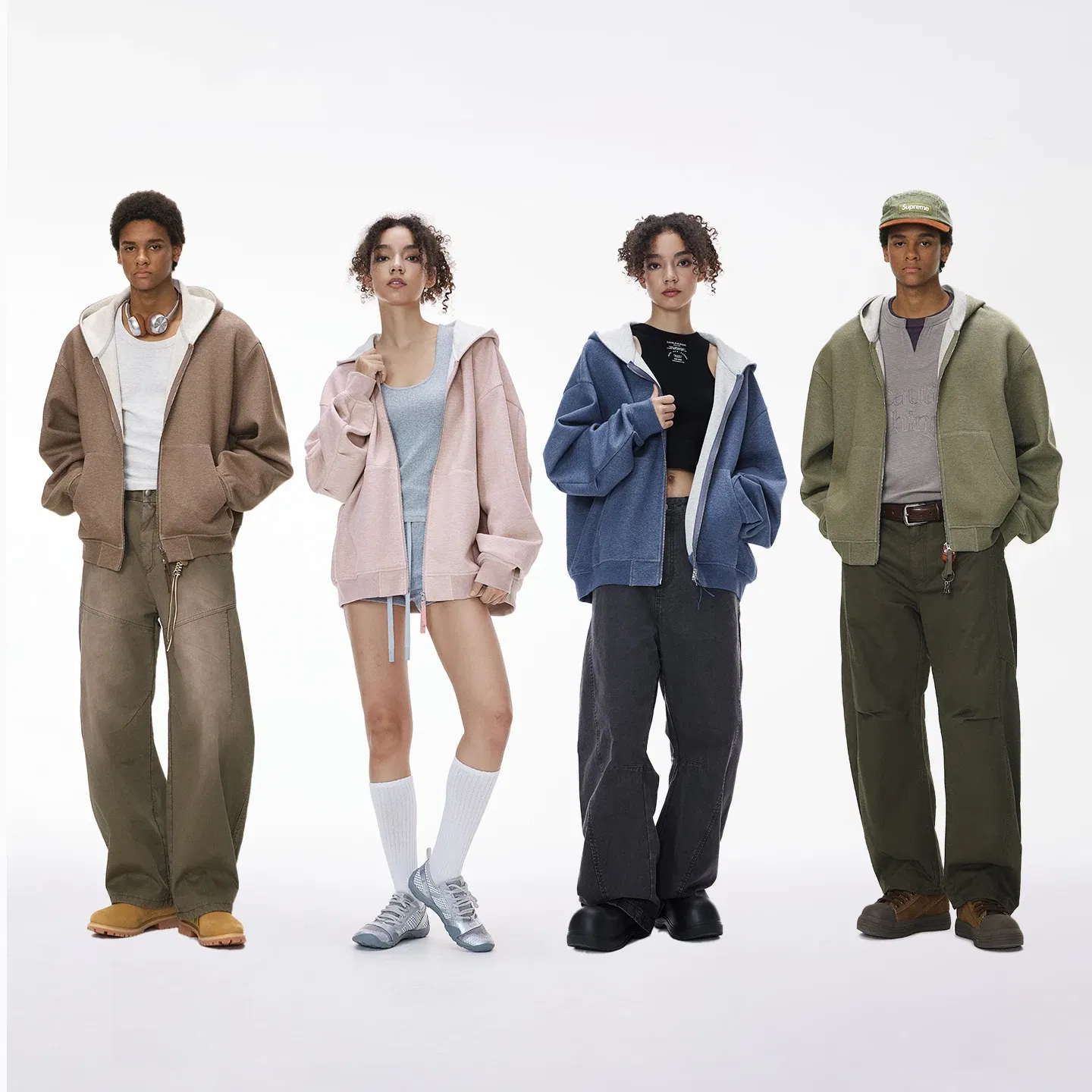 INFLATION Men Boxy Reversible Zip Up Hoodie Fall 2025 Short Contrast Color Streetwear Casual Jacket