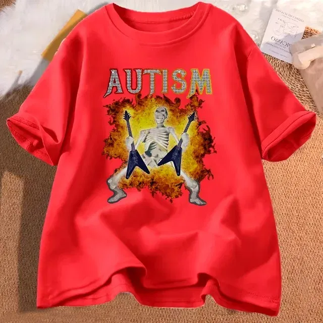 Color: Silver, Size: M - Autistic Funny Skeleton T Shirt Women Men Autism Edgy Skeleton Meme T-shirt Casual Short Sleeve Tshirt Round Neck Clothes