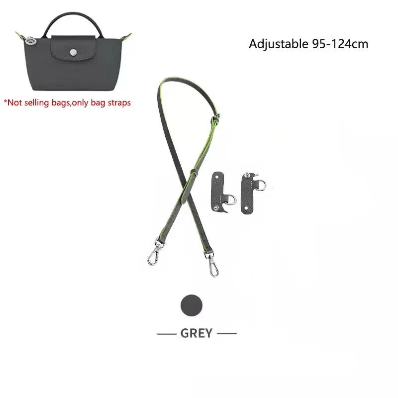 Color: Dark Grey, Size: 3/8" - Cow Leather Replacement Crossbody Bag Strap Fit for Longchamp 2025 Mocha Moka mini shoulder strap without punching modification
