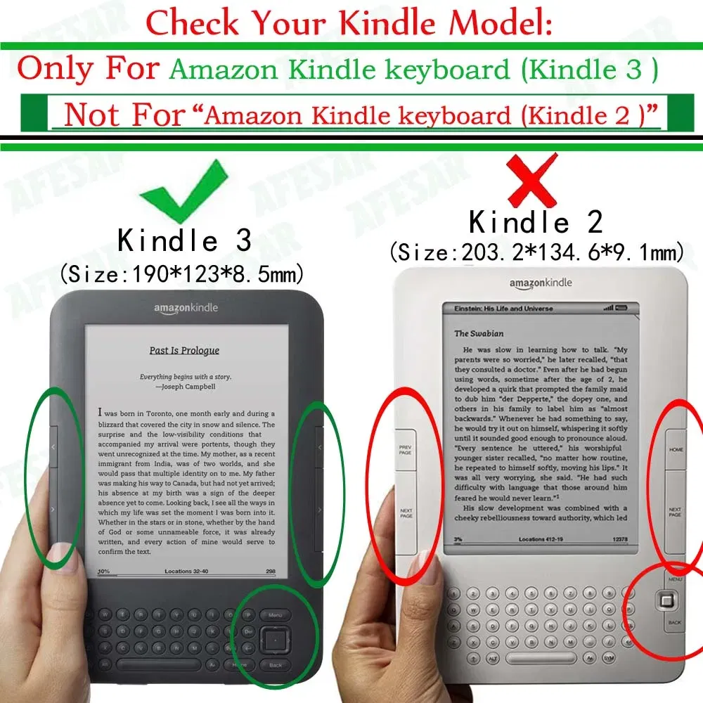 Color: Champagne - Lightweight Stand Case For Kindle Keyboard 3rd Gen Leather Cover Reader Kindle3 Kindle D00901 Flip Folio Magnetic Closure