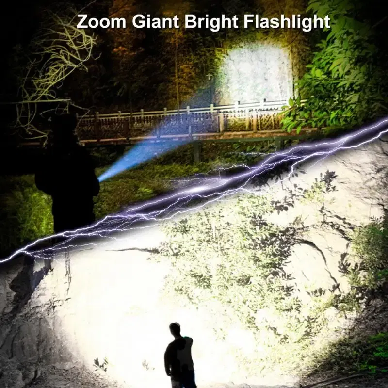 Emitting Color: Green - Powerful LED Flashlight Rechargeable USB 18650 Waterproof Zoom Fishing Hunting 100000 Lumens Tactical Flashlight LED Flashlight