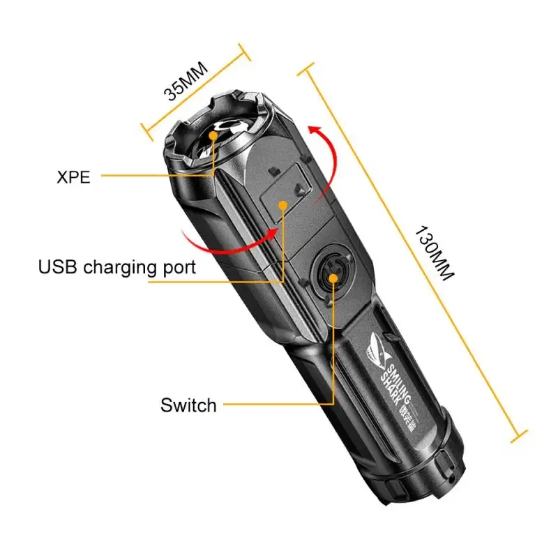 Emitting Color: Green - Powerful LED Flashlight Rechargeable USB 18650 Waterproof Zoom Fishing Hunting 100000 Lumens Tactical Flashlight LED Flashlight