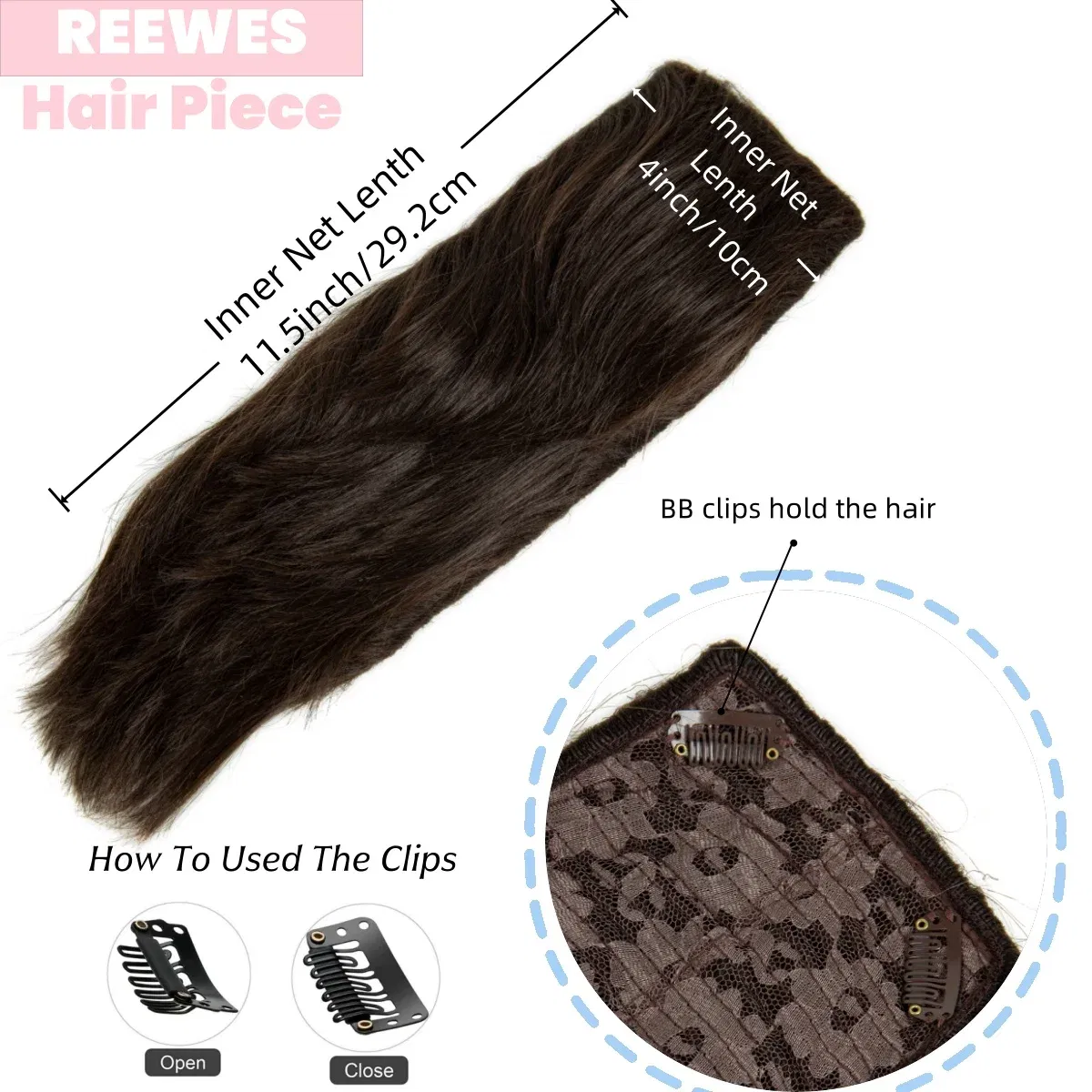 Color: Brown, Stretched Length: 6inches - REEWES Men's Mohawk Wig Halloween funny Cosplay Red & Black Short Toupee Piece for Men Synthetic Clip In Hair Accessories Party