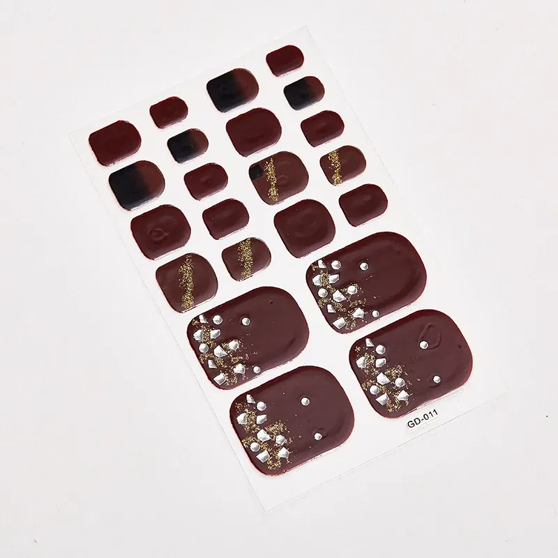 Color: Yellow - 22 Tips/Sheet Valentines Loveliness Full Cover Nail Stickers Fashion Nail Stickers Nail Sticker Set Designed Nail Tape Shiny