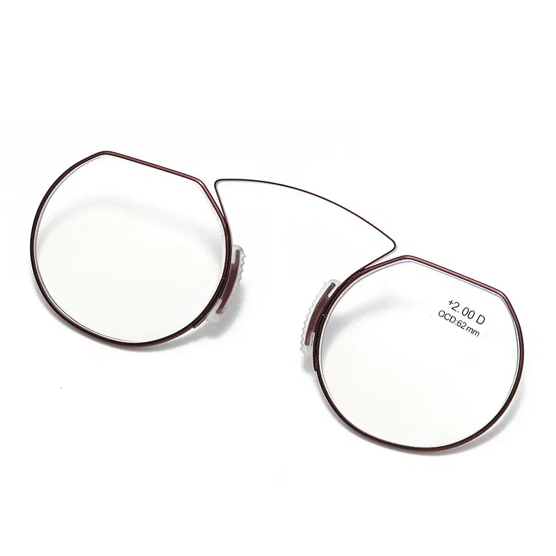 Frame Color: GRAY, Eye Prescription: +300 - Women Clip Nose Reading Glasses Anti Blue Light Presbyopic Glasses Men Portable Men's Eyeglasses Anti-Lost Legless Bezel + Case