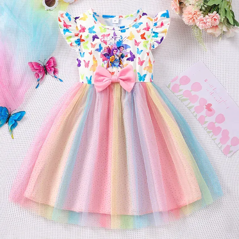 Color: Navy Blue?€ AE existing skus?‰, Size: One Size, Ships From: CHINA, Height: 176 - KPop Demon Hunter Christmas Princess Dress Girl Fashion Casual Autumn Butterfly Dress Wedding Birthday Party Dress Gift Clothes