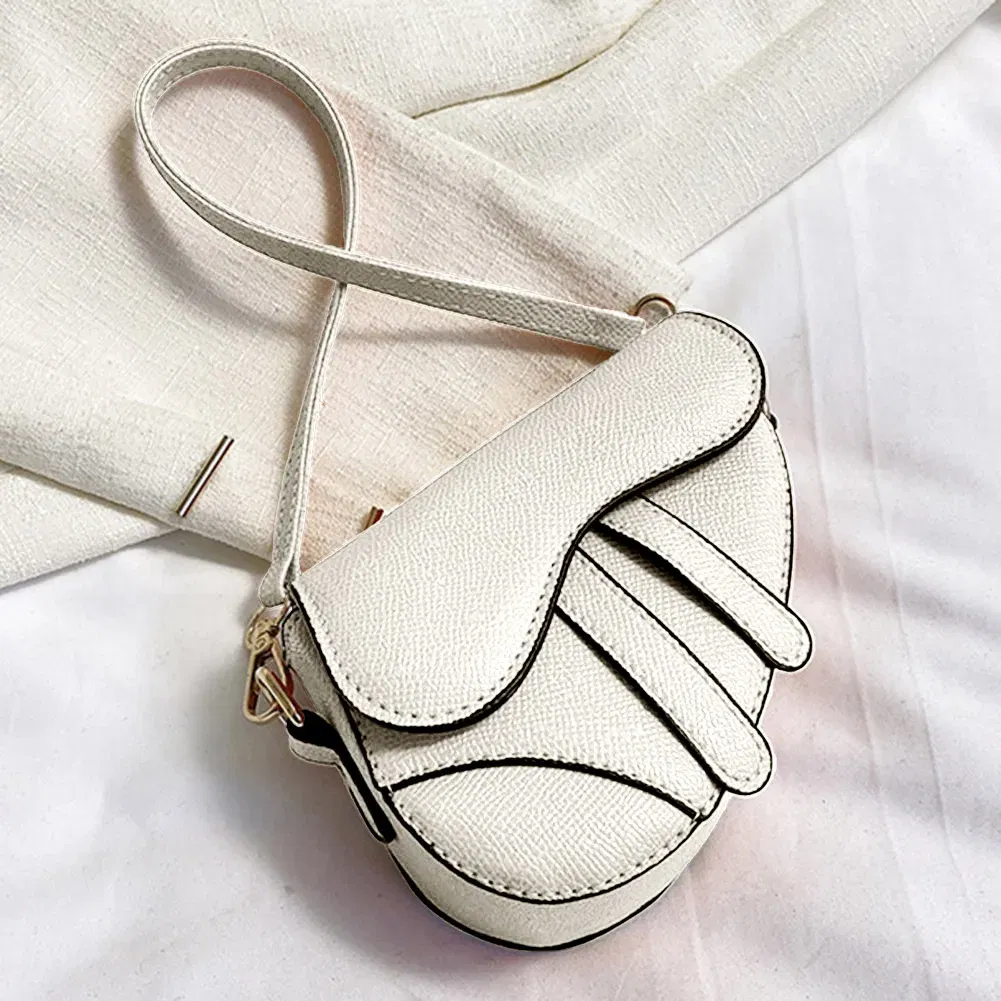 Color: Winter White - Women Fashion Mini Handbags Hasp Zipper Messenger Bags Saddle Bag Solid Color Casual Simple Inside Lock Ornament Bag