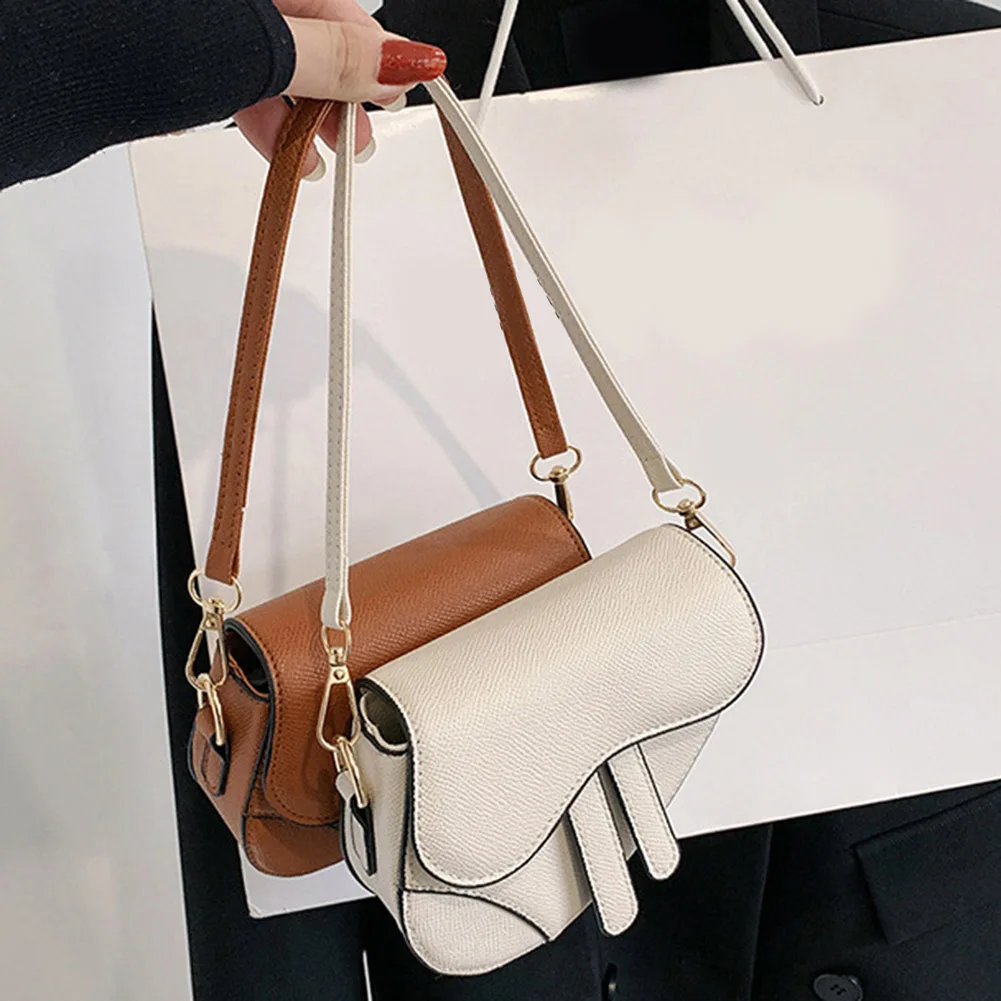 Color: Winter White - Women Fashion Mini Handbags Hasp Zipper Messenger Bags Saddle Bag Solid Color Casual Simple Inside Lock Ornament Bag