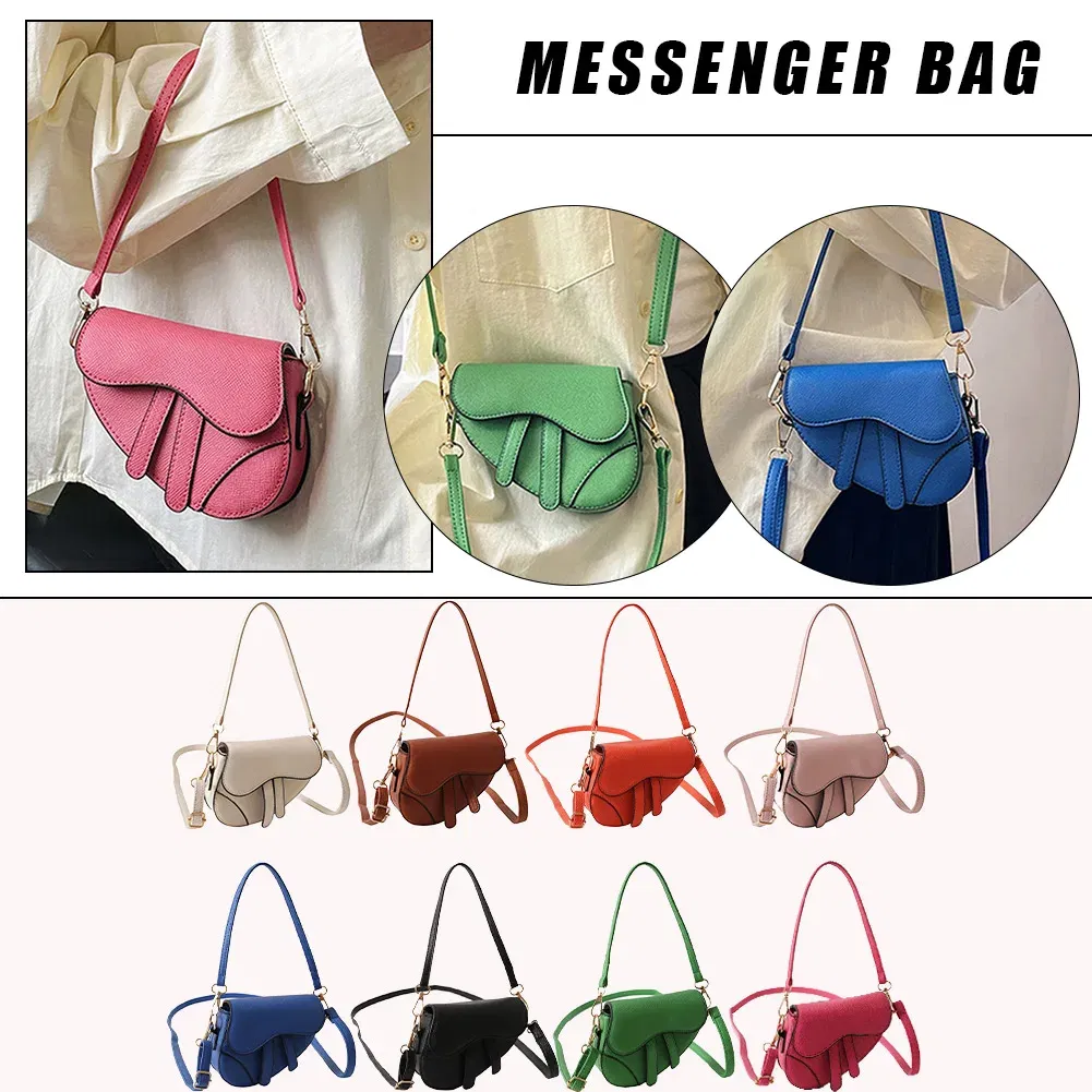 Color: Winter White - Women Fashion Mini Handbags Hasp Zipper Messenger Bags Saddle Bag Solid Color Casual Simple Inside Lock Ornament Bag