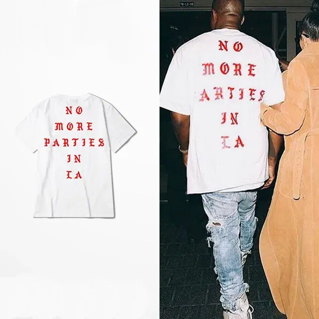 Color: WHITE, Size: L - 2023 New Hip Hop T-shirt Kanye West I feel Like Paul 100% Cotton tshirts NO MORE PARTIES IN LA T SHIRTS Men Women Tee Tops