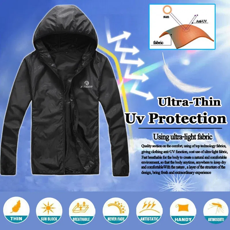 Color: Blue, Size: M - X-TIGER 4 Colors MTB Cycling Jersey MultiFunction Jacket Waterproof Windproof TPU Raincoat Bicycle Sun protection clothing