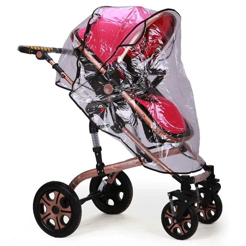 Color: Blue - New Universal Stroller Rain Cover Baby Car Weather Wind Sun Shield Transparent Breathable Trolley Umbrella Raincoat Accessories
