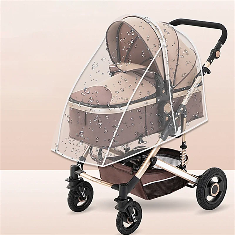 Color: Blue - New Universal Stroller Rain Cover Baby Car Weather Wind Sun Shield Transparent Breathable Trolley Umbrella Raincoat Accessories