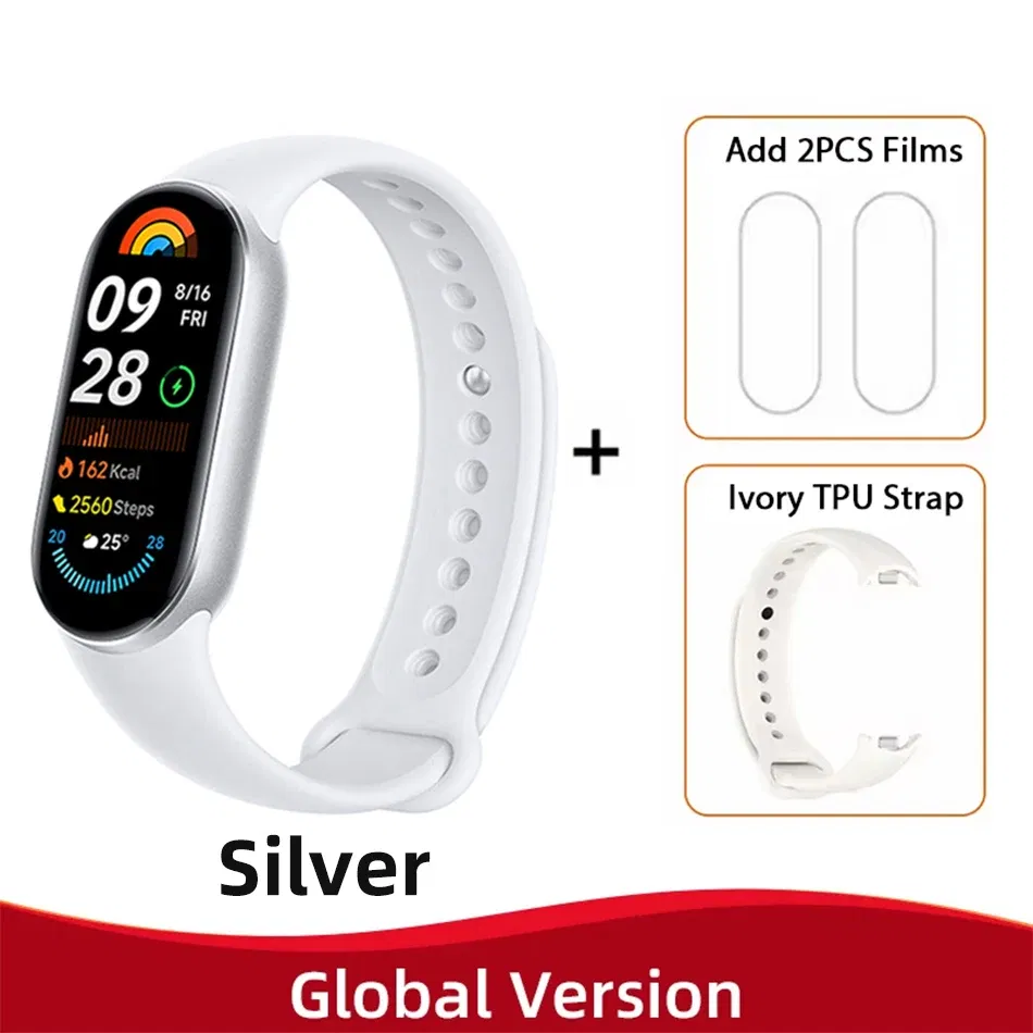 Color: PEACOCK BLUE, Ships From: CHINA - New! Global Version Xiaomi Band 9 Mi Smart Bracelet 9 Color AMOLED 1.62" Ultra 21 Days Battery Life Miband Wrist Watch Blood