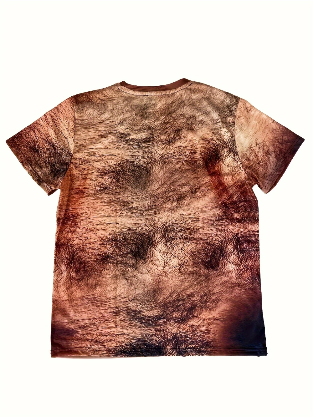 Color: Beige, Size: XL - Men's 3D Belly Print T-Shirt Crew Neck Short Sleeve Regular Version Four Seasons Casual Streetwear Summer Light Fashion Top